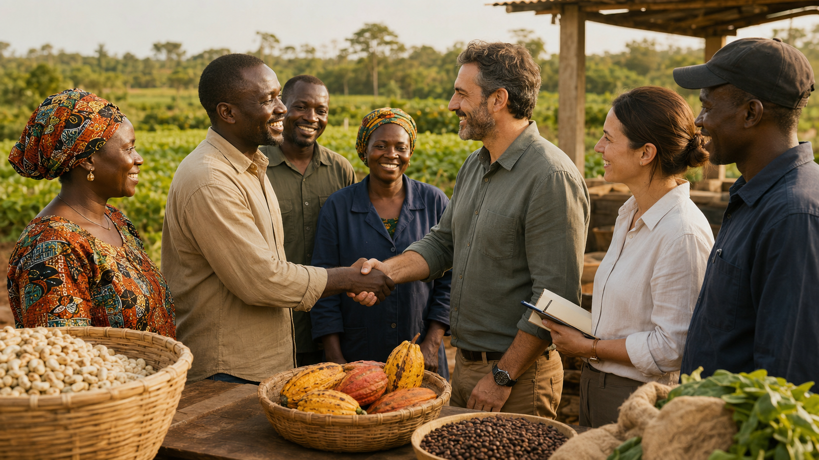 Producteurs et acheteurs se serrant la main